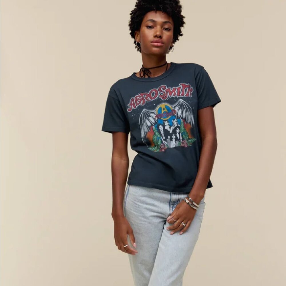 NWT DAYDREAMER AEROSMITH BACK IN THE SADDLE RINGER TEE, VARIOUS SIZES - Picture 2 of 3